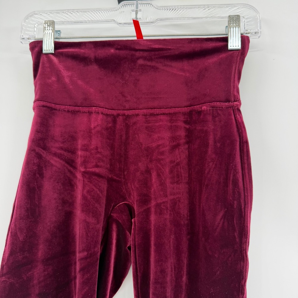 Spanx Velvet Leggings Burgundy Wine High Waisted Shaping Pants 2070 Small - Picture 6 of 7